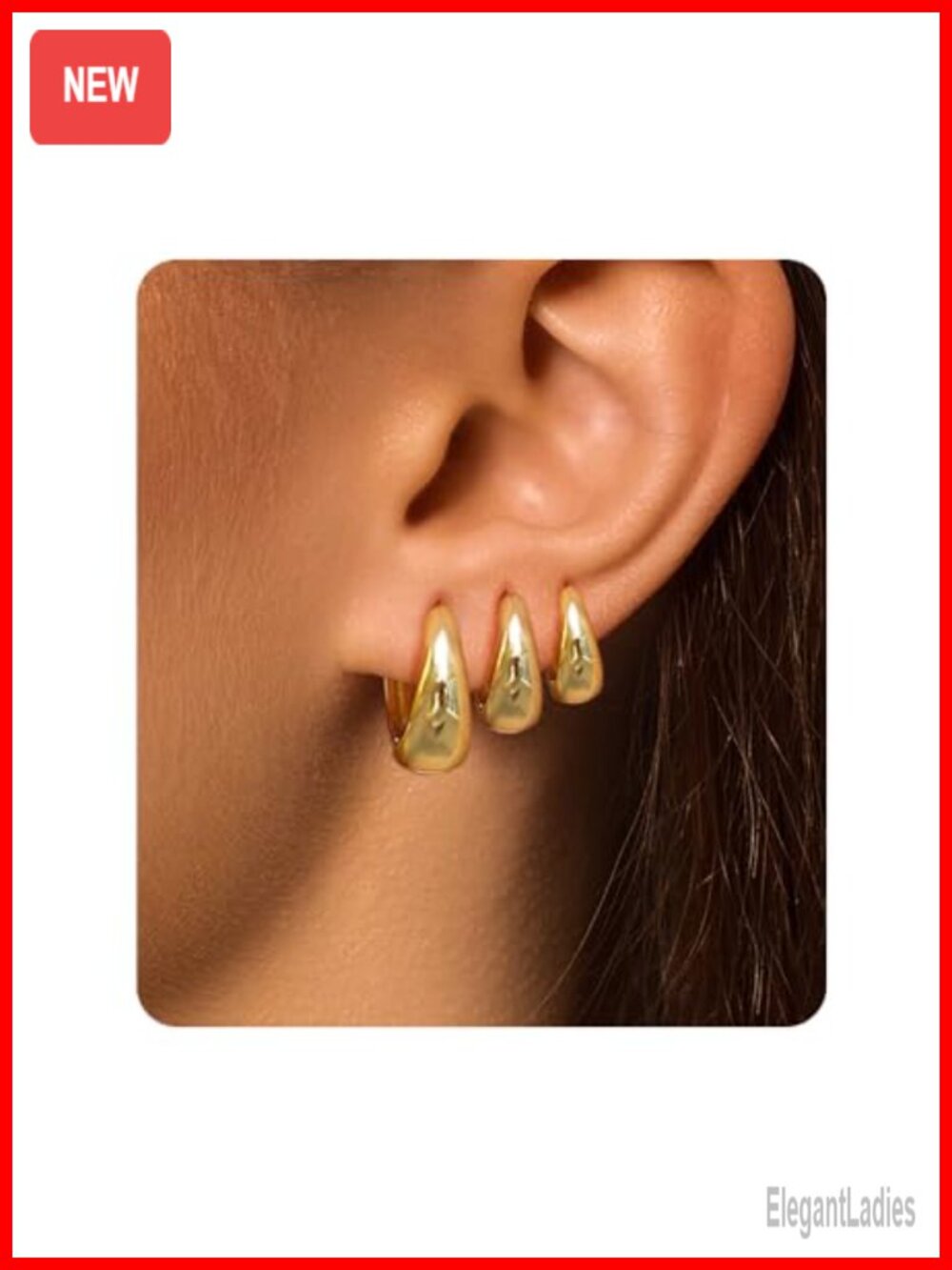 Surgical Steel Small Huggie Hoop Earrings Hypoallergenic 3 Pairs Women